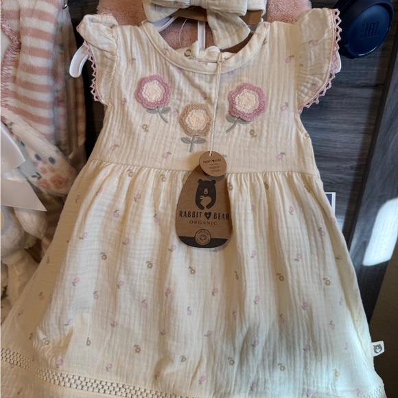 Rabbit + Bear Other - Rabbit & Bear Organic Cream Floral Kids Dress